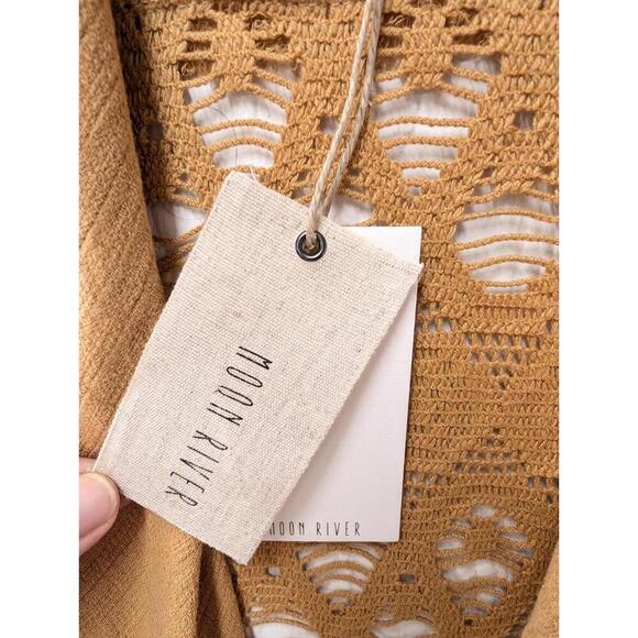 NWT Anthropologie Moon River Cotton Linen Crochet Vest Boho Hippie Festival Vest - Picture 3 of 5